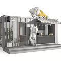 Container Building Converted Into Cartoon Ice Cream Bar With Outdoor Cactus Decor