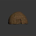 Cartoon Scene Featuring Dome Hut With Orange Brown Brick Structure Design