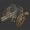 Ancient Vintage Cannon Weapon With Wooden Wheels Metal Barrel And Frame