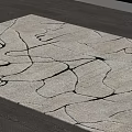 Modern Square Beige Rug Featuring Abstract Black Lines On Wooden Floor