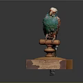 Colorful Parrot With Vibrant Feathers Perched On Wooden Display Stand