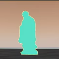 Ancient Robed Figure Bronze Landscape Sculpture With Blue Sky White Clouds