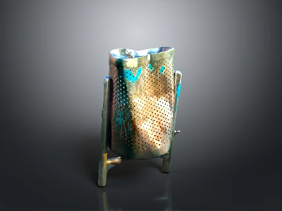 Sturdy Metal Kitchen Grater With Perforated Surface And Stand Base 3d model