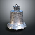 Ornate Silver Bell With Crown Top And Intricate Carved Surface Design