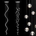 Contemporary Crystal Chandelier Designs With Spiral Bead Strands And Spherical Pendants
