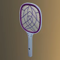 Household Electric Mosquito Swatter With White And Purple Grid Mesh Surface And Handle