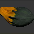 Vibrant Decorative Gourd Featuring Green Yellow Orange Tones And Curved Stem