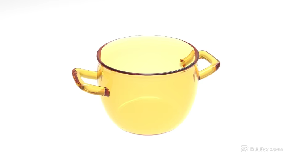 Yellow Kitchen Cooking Pot With Two Side Handles For Home Cooking 3d model