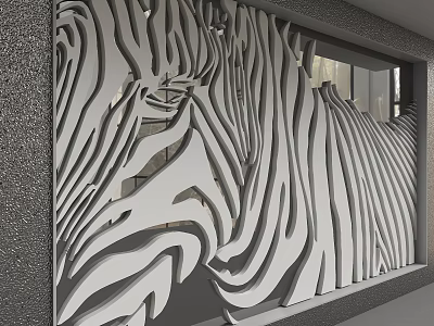 Modern Interior Background Wall With 3D Zebra Pattern Striped Design White Gray 3d model