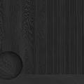 Dark Wood Grain Background Wall With Black Sphere And Gold Strip Lights In Modern Interior