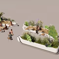 Outdoor Lounge Space With Green Plants Tables Chairs And People Enjoying