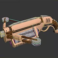 Steampunk Style Unique Weapon With Copper Body Wooden Handle And Intricate Mechanical Details
