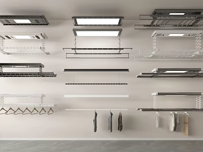 Various Wall Mounted Clothes Hangers With Different Designs And Lighting Features 3d model