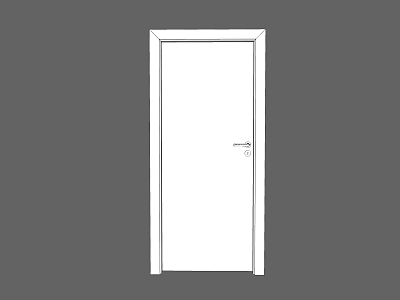 White Interior Hinged Door With Simple Design Frame And Handle 3d model