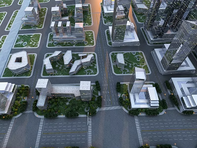 Aerial Urban Planning Design With High Rise Buildings Streets And Green Spaces 3d model