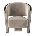 Light Beige Velvet Single Sofa With Wooden Armrest Modern Comfortable Design