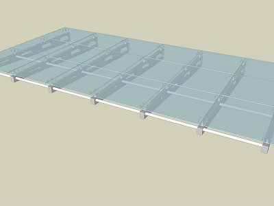Outdoor Transparent Glass Canopy with Sturdy Metal Frame Support for Patio Garden Shade Protection 3d model