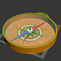 Orange Metal Compass With Durable Casing Colorful Needles And Clear Scale 3d model