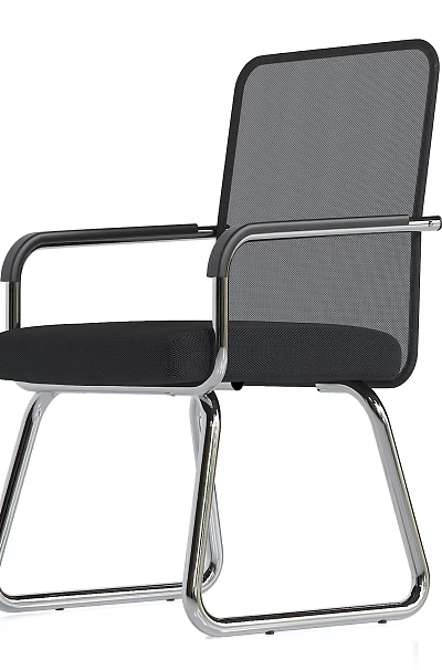 Black Mesh Back Office Chair With Metal Frame Comfortable Seat And Armrests 3d model