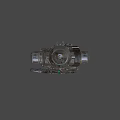 Detailed Mechanical Robot Character With Metallic Armor Red Head Lights And Mechanical Appendages