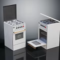Modern White Kitchen Gas Stoves With Oven One Open Door And One Open Lid Design