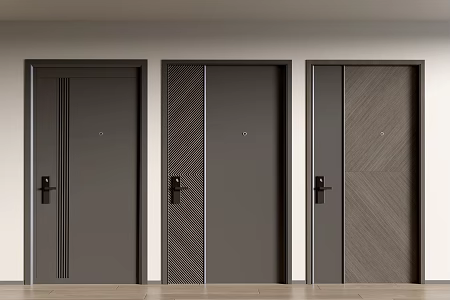 Modern entrance door security door mother door fingerprint lock combination lock 3d model