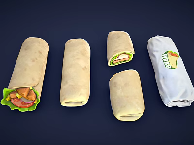 Modern Chicken Roll Fast Food 3d model Modern Chicken Roll Fast Food 3d model