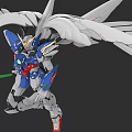 Electric Toy Robot With White Wings Blue Red Body And Green Light Sword