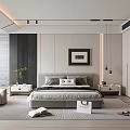 Modern Bedroom Interior Design With Grey Pillows Armchair Window Plant And Wooden Floor