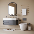 French Bathroom Cabinet Washstand Bathroom Cabinet Mirror 3d model