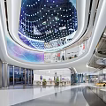 Modern Spacious Interior Design With Curved Ceiling Lighting And Glass Walls