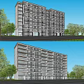 Modern Residential Building Simple Multi-storey Residence 3d model