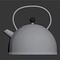 Silver Metal Kettle With Modern Design Curved Handle And Smooth Reflective Surface