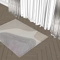 Light Colored Square Rug With Geometric Pattern On Wooden Floor In Living Room Natural Light