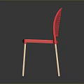 Red Modern Chair With Mesh Back Solid Red Seat And Light Colored Legs
