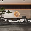 New Chinese Hall Front Desk Front Desk Background Pine 3d model