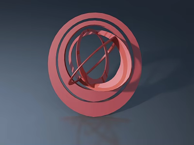 Sleek Red Sliding Door With Circular Design Elements For Modern Interior 3d model
