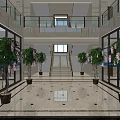 Modern Reception Area Interior Design With Chandelier Glass Railing And Sofa