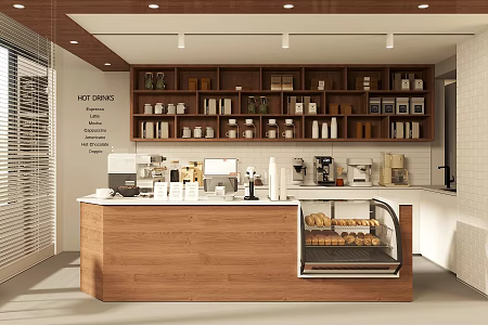 Log Style Cafe Starbucks Cafe Shopping Mall Cafe Coffee Table and Chair Coffee Console Coffee Workbench Coffee Decoration Coffee Machine 3d model