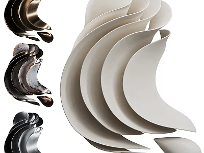 Modern Curved Decorative Ornament Set With Ceramic And Metal Pieces For Home Decor 3d model