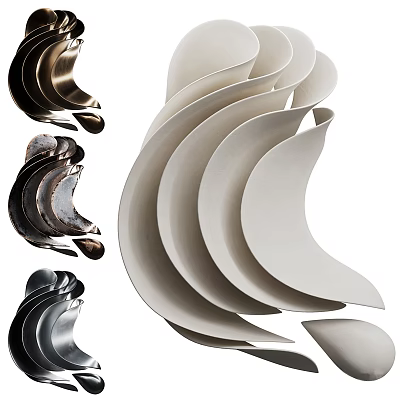 Modern Curved Decorative Ornament Set With Ceramic And Metal Pieces For Home Decor 3d model