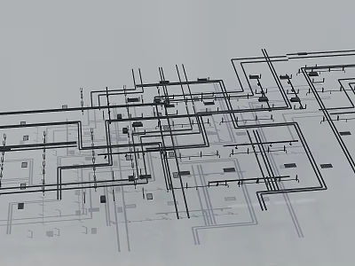 Industrial Equipment Technical Diagram With Structural Layout And Mechanical Components 3d model