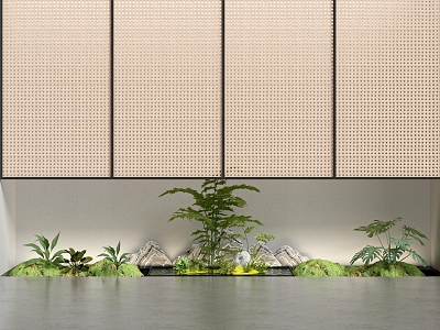 Green Plant Landscape Indoor Landscape Rattan 3d model