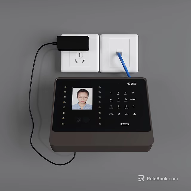 Industrial Face Recognition Device With Digital Screen Keypad And Power Connection 3d model 