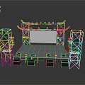 Stage Design With Metal Truss Structure Large Screen And Lighting Equipment 3d model
