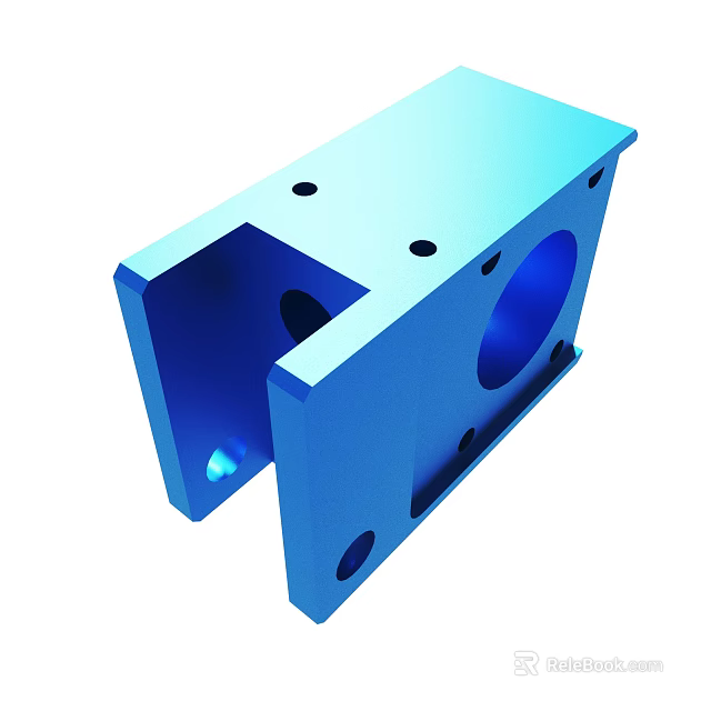 Blue Industrial Metal Mechanical Component With Square Structure And Multiple Holes 3d model 