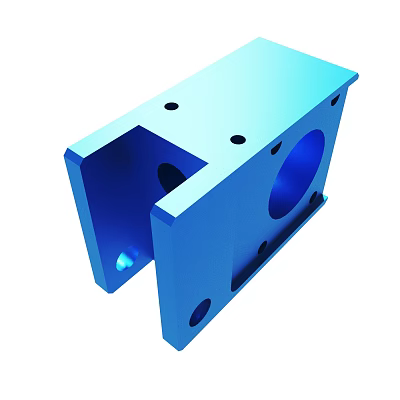 Blue Industrial Metal Mechanical Component With Square Structure And Multiple Holes 3d model