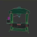 Green Frame Hydraulic Press Machine With Metal Structure And Black Components 3d model
