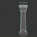 Ornate Blue Pillar with Square Top and Colorful Intricate Decorative Patterns