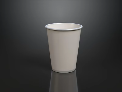 White Paper Cup with Gray Rim on Black Background Simple Design 3d model